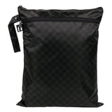 Roamio by Bumkins Wet/Dry Bag: Rich Black features a black waterproof checkered design, two zippered compartments, and looped strap.