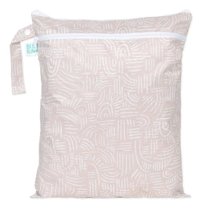 Bumkins Wet/Dry Bag: Wander features abstract lines, a handle, and waterproof fabric—ideal for stylish, organized travel.