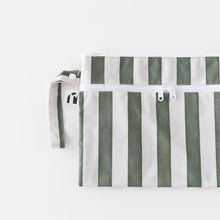 Load image into Gallery viewer, Roamio by Bumkins Wet/Dry Clutch: Clubhouse Stripe lays flat on a white background.

