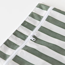 Load image into Gallery viewer, Close-up of Roamio by Bumkins Wet/Dry Clutch: Clubhouse Stripe on a white background, with focus on the dual zipper.
