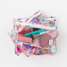 Load image into Gallery viewer, Bumkins: Clear Travel Bag 3 Pack: Boots, stacked on a white background, holds makeup and cosmetics.
