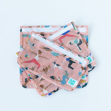 Load image into Gallery viewer, Bumkins Clear Travel Bag 3 Pack: Yoga Pals sits stacked on a white background.
