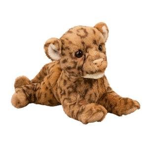 Lottie Leopard Cub Soft: fluffy brown leopard stuffed animal with pink nose and dark brown markings.