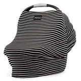 The Milk Snob Cover Modern Stripe is a chic black and white striped baby car seat cover with a handy top handle for multiple uses.