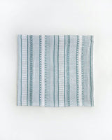 The Little Unicorn Cotton Swaddle Set, Bison features breathable cotton muslin with green and white geometric stripes. Perfect for swaddling.