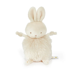 Rutabaga Roly Poly Bunny by Bunnies By the Bay is a plush, cream bunny with an embroidered face and round body, sitting upright.