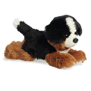 Aurora’s Mini Flopsie Bernie Mountain Dog—an adorable plush, perfect for cuddles with floppy paws and a fluffy tail.