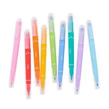 Load image into Gallery viewer, Ten Confetti Stamp Markers by OOLY: double-ended, vibrant colors including pink, red, orange, yellow, green, teal, blue, purple &amp; lilac.

