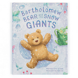 Jellycat's "Bartholomew Bear and the Snow Giants Book" features a smiling bear amid snowy scenery on its illustrated cover.