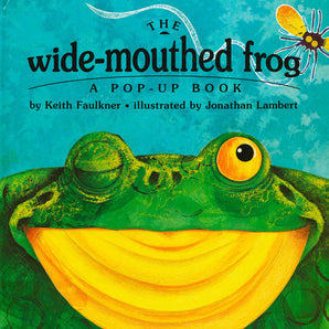 Cover illustration of The Wide Mouthed Frog, Random House; features a smiling frog with big eyes on a blue background.