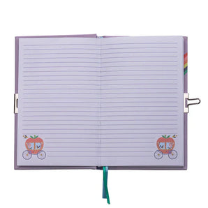 Floss and Rock Scented Secret Diary: open with lined pages, small carriage illustrations, and a playful watermelon Scratch & Sniff feature.