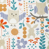 Lulujo Inc.s Security Blanket: Owl Bunny features a 100% cotton fabric with owls, rabbits, & flowers in blue, orange, and beige.