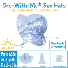 Load image into Gallery viewer, Grey Herringbone Sun Hat by Jan and Jul: Gro-With-Me® adjustable toggle, 50+ UPF protection, foldable in three steps.

