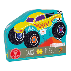 The Floss and Rock 20 Piece Puzzle, Cars, features a vibrant monster truck illustration. Perfect for car enthusiasts aged 3+.
