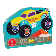 Load image into Gallery viewer, The Floss and Rock 20 Piece Puzzle, Cars, features a vibrant monster truck illustration. Perfect for car enthusiasts aged 3+.
