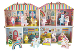 Floss and Rocks Rainbow Fairy Playhouse: A vibrant, portable dollhouse with unicorns, llamas, striped roof & cut-out characters!.