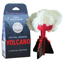 Load image into Gallery viewer, Copernicus Toys Crystal Growing Volcano kit features a red base and white crystals, perfect for curious kids, shown beside its packaging.
